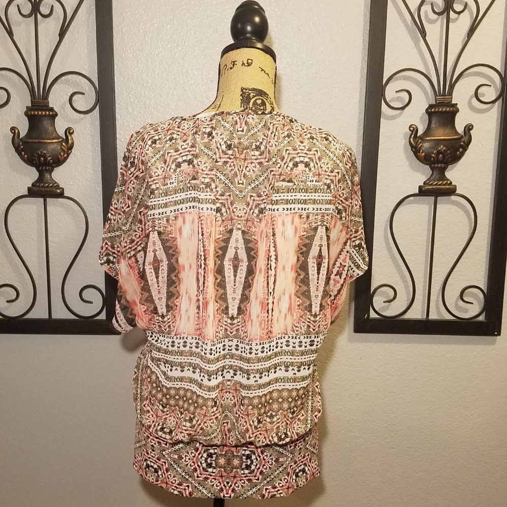 JM Collection Aztec Print Blouse - Picture 2 of 5